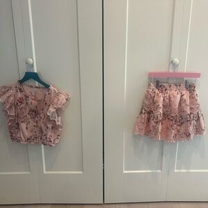 Love Shack Fancy x Gap Kids collab - Pink Ruffle Top and Skirt Set - barely worn